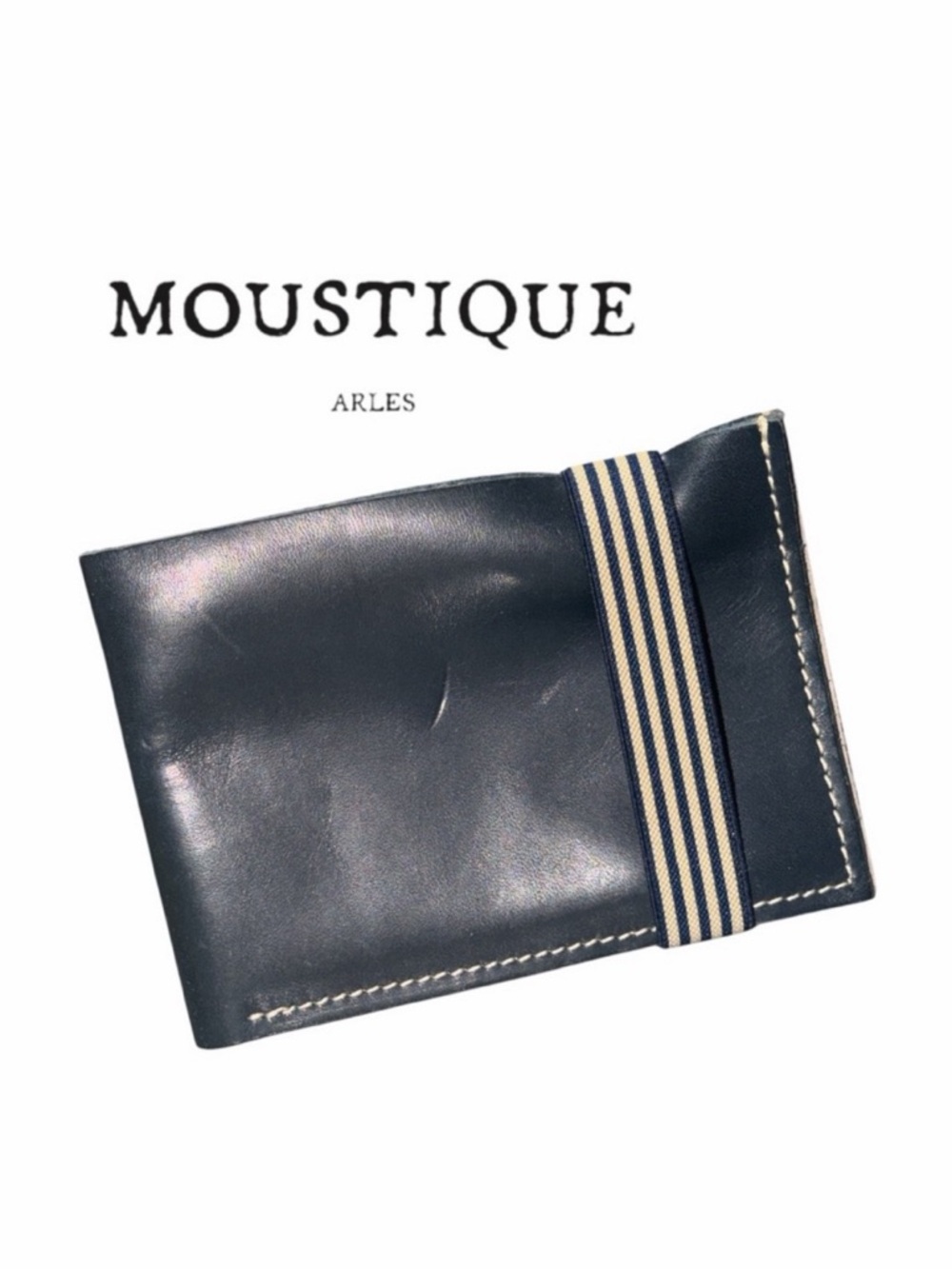 Moustique Arles‎ Men’s Bifold Navy Blue Leather Wallet
